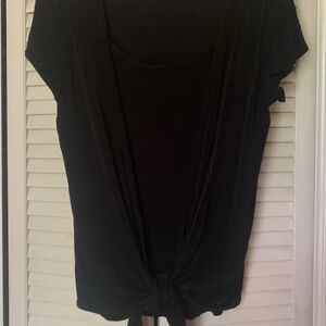 Black Tie-Front Women's Top